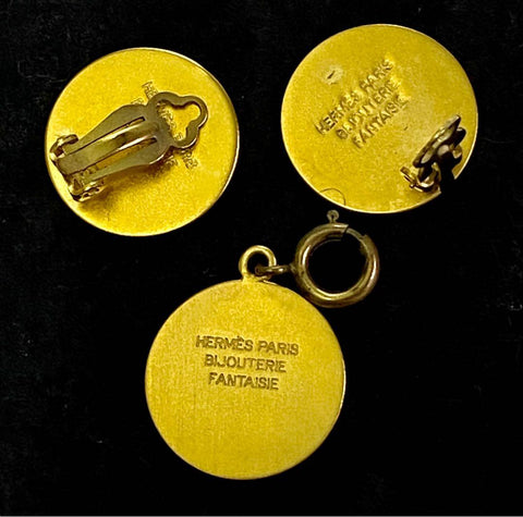 HOLD -- HERMES PARIS BIJOUTERIE FANTAISIE 愛馬仕 金色 鍊咀 及 耳環 套裝 (BW-J4353)