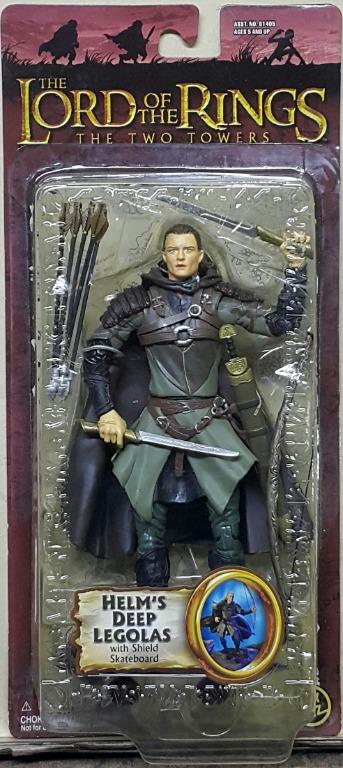 TOY BIZ 81405 魔戒二部曲 雙城奇謀 勒苟拉斯 奧蘭度布林 THE LORD OF THE RINGS THE TWO TOWERS HELM'S DEEP LEGOLAS WITH SHIELD SKATEBOARD ORLANDO BLOOM (LOTR)