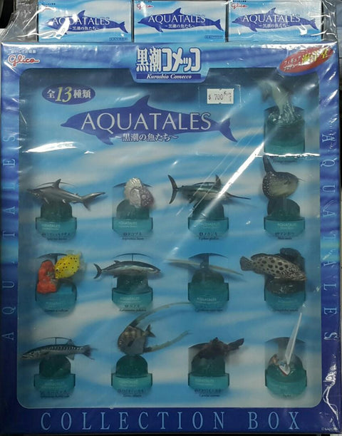 KAIYODO 海洋堂 固力果 水族館 黑潮魚 第一彈 尖吻海豚 雙髻鯊 闊船蛸 劍魚 翻車魚 粒突箱魨 鰹魚 阿戈飛魚 黑斑石斑魚 巴拉金梭魚 短吻絲鰺 紅海龜 遊艇 連三款隱藏版 鬼蝠魟 及 展示盒 盒蛋套裝 GLICO AQUATALES KUROSHIO FISH SERIES 1 WITH 3 SECRETS MANTA BIROSTRIS AND DISPLAY BOX SET (BUY-CW)