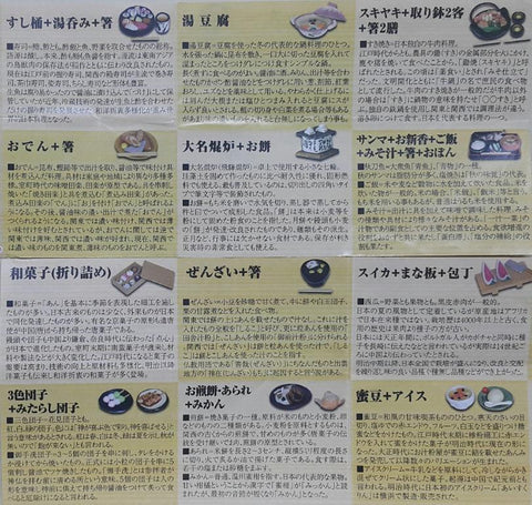 KONNO SANGYO 07015 日本食文化研究所 中間研究發表 壽司盤 熱茶 湯豆腐 壽喜燒 鍋 關東煮 大名火爐 年糕 秋刀魚定食 和菓子 日式紅豆刨冰 西瓜 砧板 菜刀 三色糰子 御手洗糰子 糯米餅 冰雹 橙 蜜豆 冰 連 獨立展示毛氈 扭蛋套裝 JAPANESE DISHES CULTURAL LABORATORY INTERIM RESEARCH PRESENTATION WITH FELT SET (BUY-CW) L