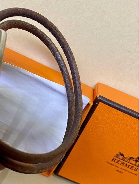 HERMES PARIS 日本購入 H LABEL BRACELET H扣 皮手帶 （PIU/W) 1123960079