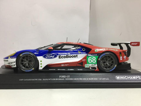 MINICHAMPS 1/18 FORD GT CHIP GANASSI RACING USA HAND MULLER BOURDAIS (155 168668) (14309) (PIU250)