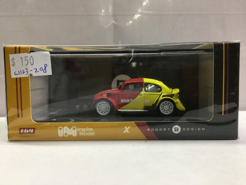 INSPIRE MODEL X ROBERT DESIGN 1/64 RWB Beetle two tone Red with Yellow body robert design Diecast (LB64008J) (C1123-208)