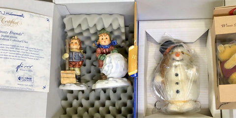 GOEBEL MI HUMMEL FROSTY FRIENDS LIMITED EDITION COLLECTORS SET WITH STEIFF SNOWMAN WINNIE THE POOH 陶瓷公仔 羊毛雪人維尼（C742-518)