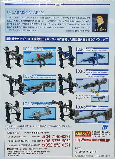 BANDAI 39976 機動戰士高達 阿納海姆電子公司 武器庫 第三彈 盒蛋套裝 MOBILE SUIT GUNDAM MOBILE SUIT IN ACTION FROM KENNEDY WAR MUSEUM U,C, ARMS GALLERY 03 ANAHEIM ELECTRONICS XBR-M-82A X-04 HFW-GMG-MG79-90MM XBR-87-D BR-M-87 BP-L-86 AE/ZIM.C-BAZ-531 SET (BUY-MC) 存
