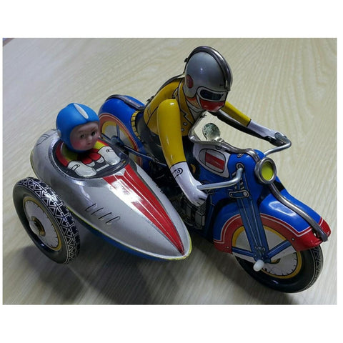CLOCKWORK MS709 中國製造 電單車 連 邊車 上鍊 鐵皮 玩具 MOTORCYCLE WITH SIDECAR WINDING TIN TOY