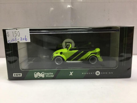 INSPIRE MODEL X ROBERT DESIGN 1/64 RWB Beetle Green with black strip Diecast (LB64008F) (C1123-206)