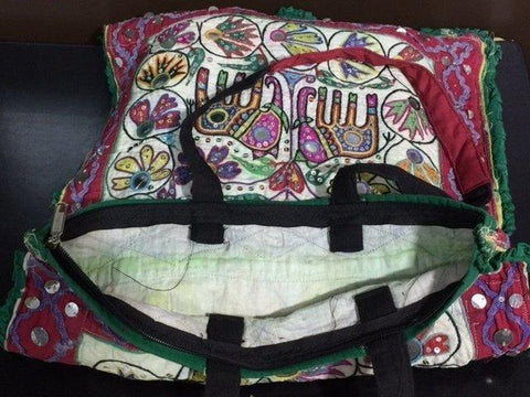 印度民族袋 OLD RABARI HAND EMBROIDERY MIRROR BANJARA TRIBAL RARE SHOULDER ETHNIC KUCHI BAG tote bag b31581896 E3511-488N