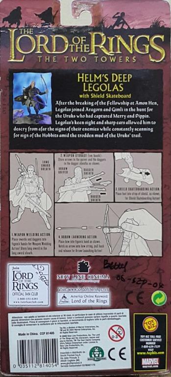 TOY BIZ 81405 魔戒二部曲 雙城奇謀 勒苟拉斯 奧蘭度布林 THE LORD OF THE RINGS THE TWO TOWERS HELM'S DEEP LEGOLAS WITH SHIELD SKATEBOARD ORLANDO BLOOM (LOTR)
