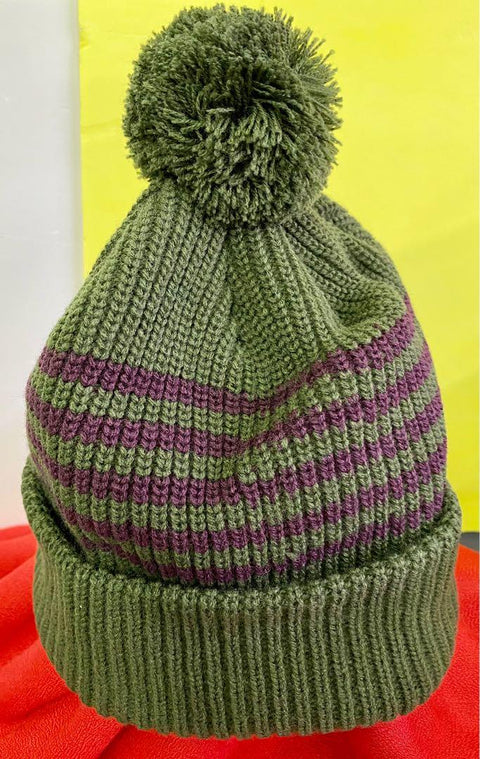 SUPREME WIDE RIB 冷帽 STRIPED LOOSE GAUGE BEANIE HAT OLIVE MAROON BOX LOGO CAMP CAP SNAPBACK MEN’S ACCESSORIES HATS BALL CAP 深綠色紫橫間  （PIU640E2709)