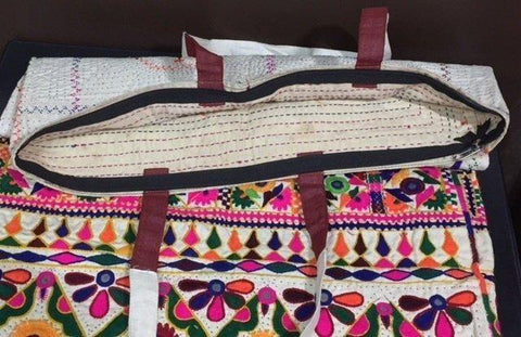 印度民族袋 OLD RABARI HAND EMBROIDERY MIRROR BANJARA TRIBAL RARE SHOULDER ETHNIC KUCHI BAG 特長 tote bag b31582075 E3492-1016N