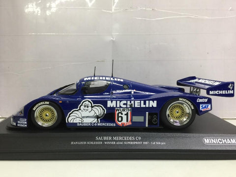 MINICHAMPS 1/18 SAUBER MERCEDES C9 JEAN-LOUIS SCHLESSER WINNER ADAC SUPERSPRINT 1987 (155 873581) (14381) (PIU250)