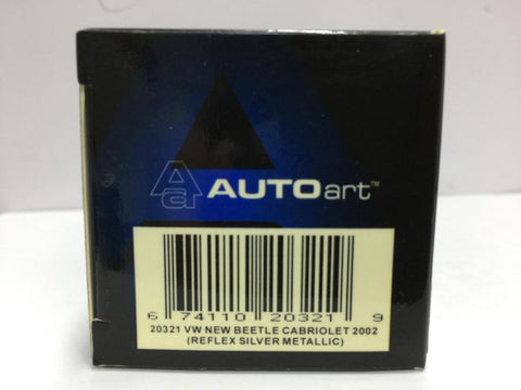 AUTOART 1/64 VW NEW BEETLE CABRIOLET 2002 REFLEX SILVER METALLIC (20321) (C1123-136B)