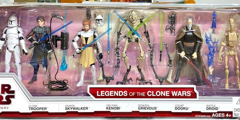 HASBRO 44759 STAR WARS THE CLONE WARS LEGENDS OF THE CLONE WARS 3.5” FIGURES SET CLONE TROOPER ANAKIN SKYWALKER OBI-WAN KENOBI GENERAL GRIEVOUS COUNT DOOKU BATTLE DROID (PA-0)