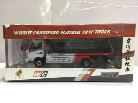 TOYEAST TINY CITY DIE-CAST MODEL CAR HINO 300 WORLD CHAMPION FLATBED TOW TRUCK ATC64468 14340 (C1120-10)