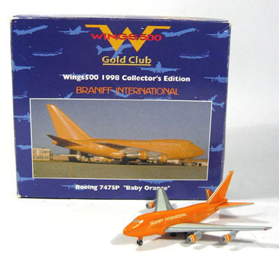 HERPA WINGS 1/500 BRANIFF INTERNATIONAL "BABY ORANGE" BOEING 747SP N604BN (511605)